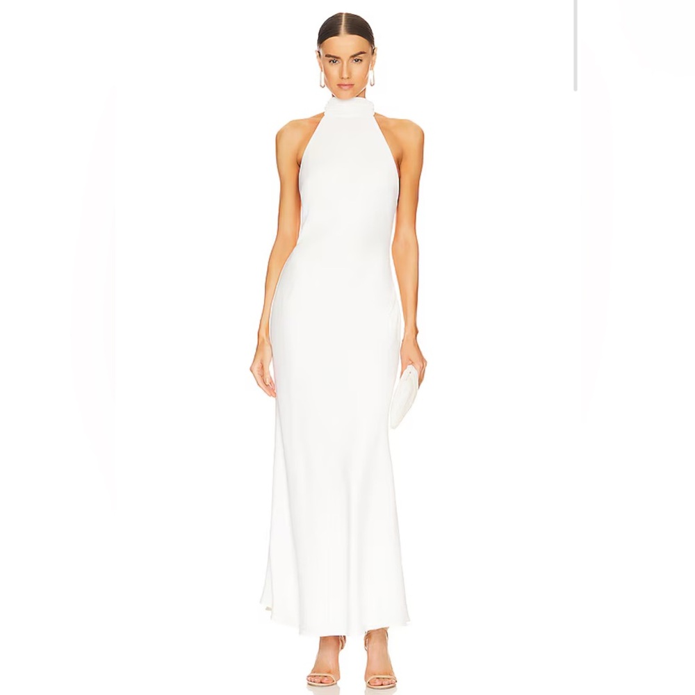 Misha x REVOLVE Evianna Satin Gown in Ivory - Picture 1 of 7